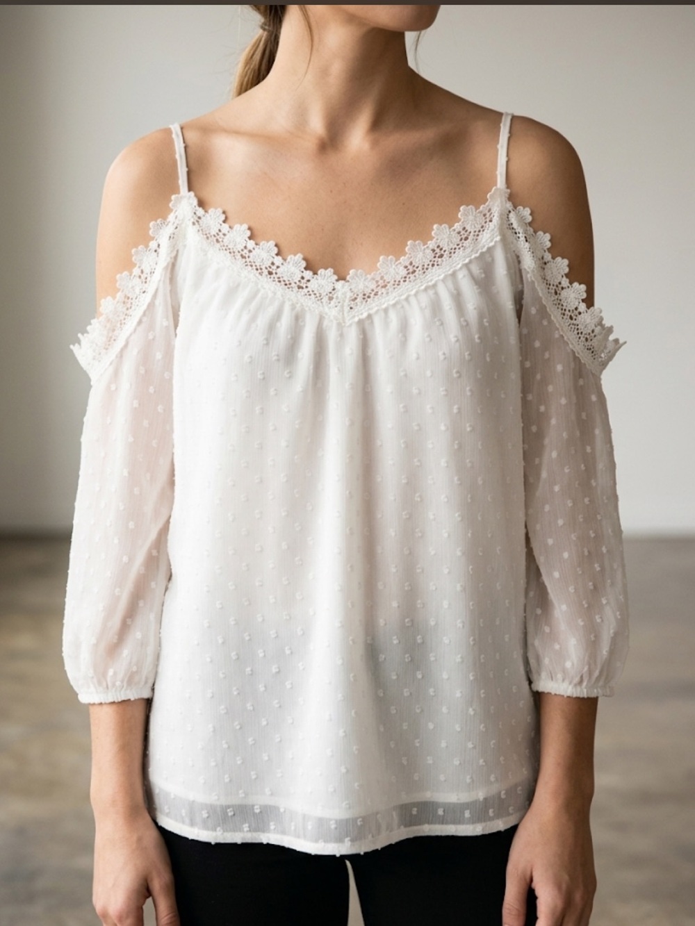 Cottagecore Beachy Boho Top Size Small | Minimalist | Lace Summer open shoulder